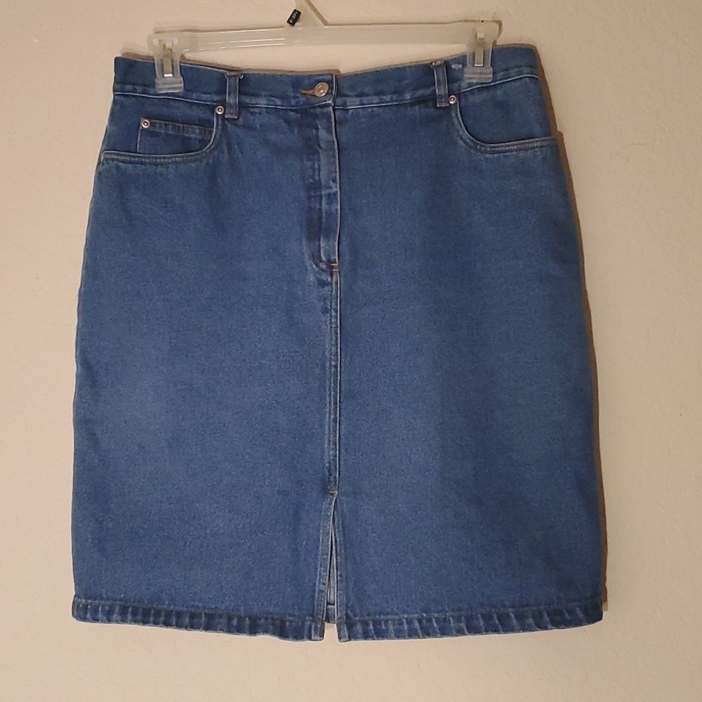 VTG Rebecca Malone Denim Skirt NWOT 100% Cotton Jean Skirt Front Vent Blue